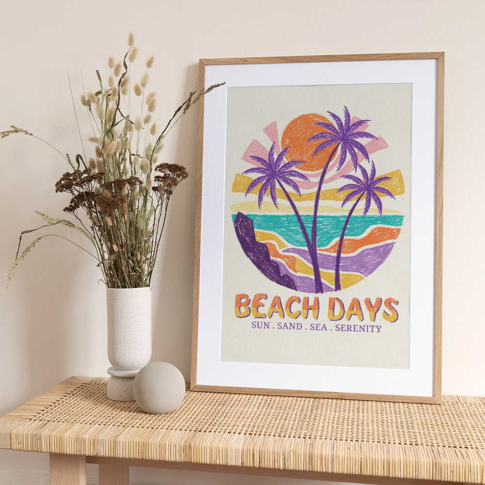 Vibrant Beach Serenity - Art Print by Melloi Art Prints