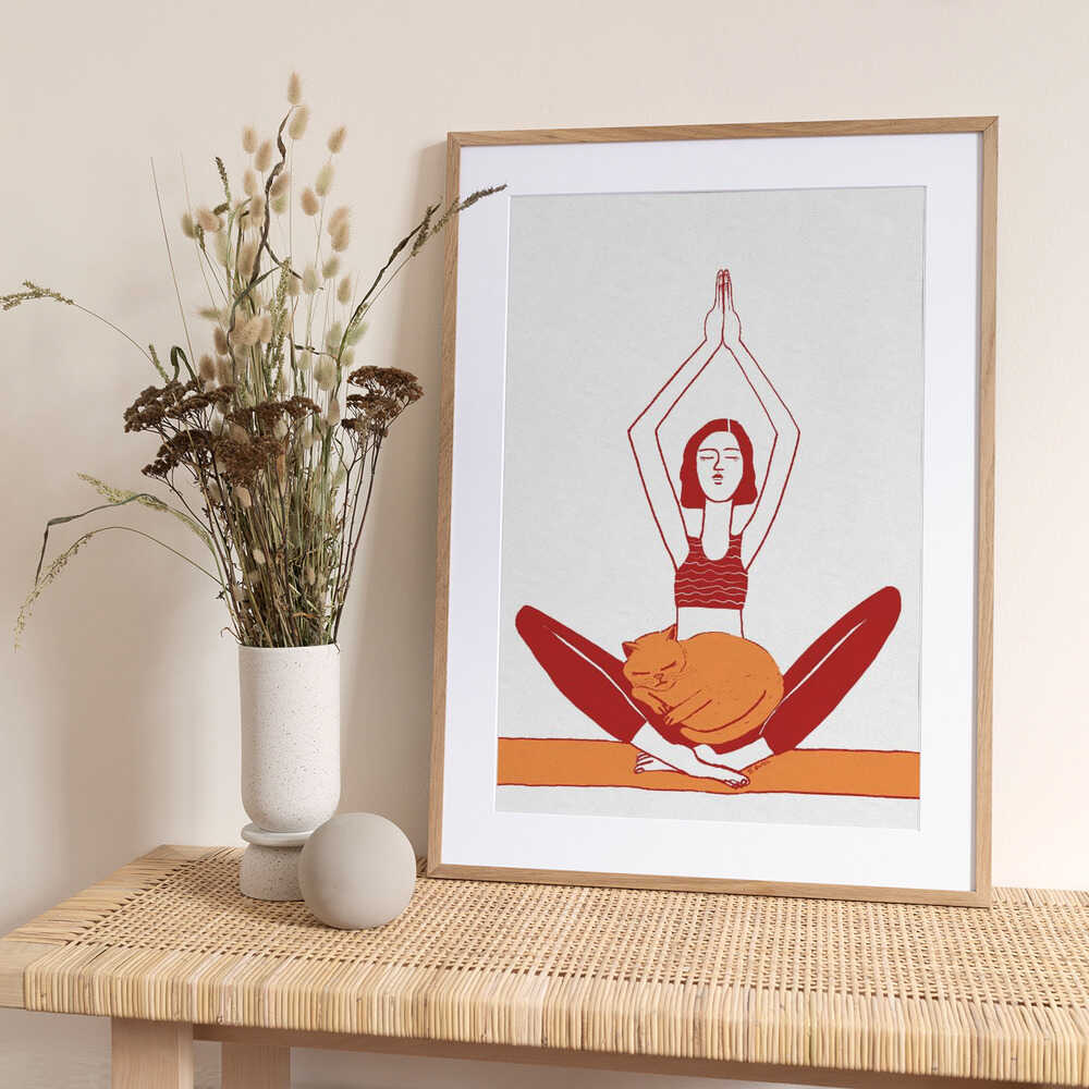 Yoga Cat Meditation - Art Print by Sharyn Bursic