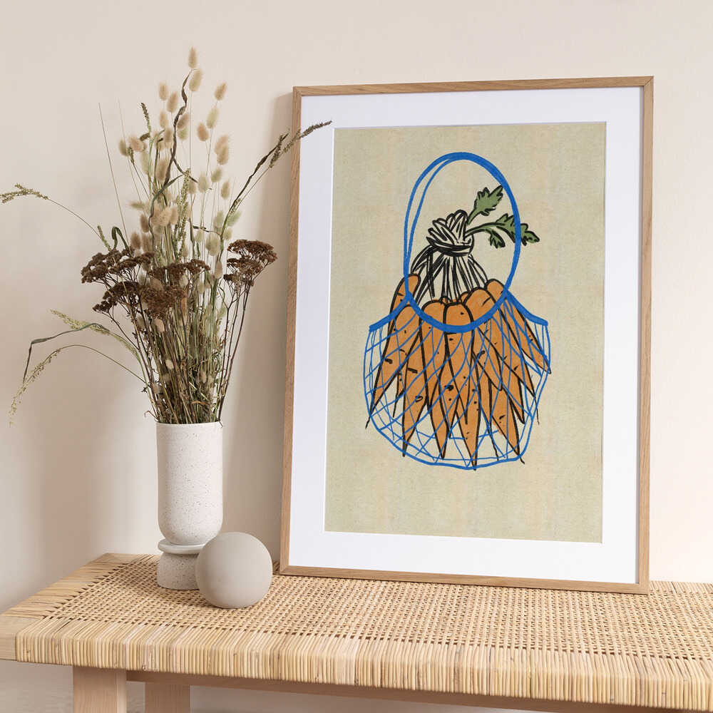 Fresh Carrots Net Bag - Art Print by Nicholas