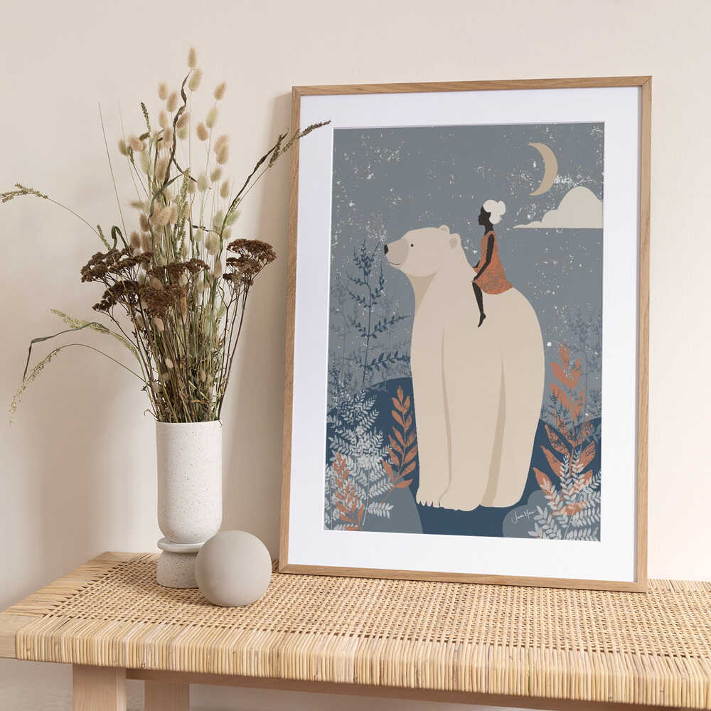Moonlit Bear Journey - Art Print by Jemma Morris