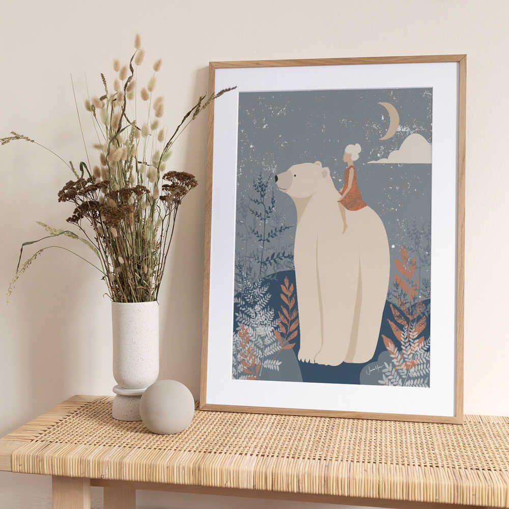 Dreamy Polar Bear Ride - Art Print by Jemma Morris
