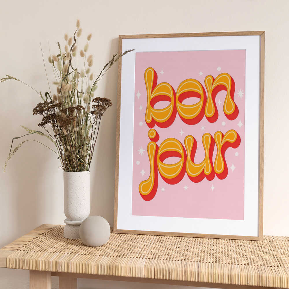 Groovy Bonjour Greeting - Art Print by Melloi Art Prints