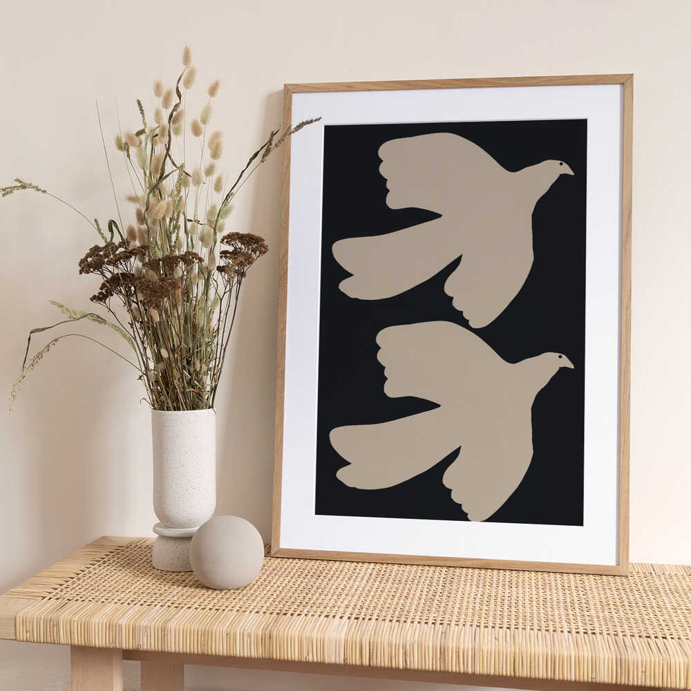 Doves In Flight - Art Print by Melloi Art Prints