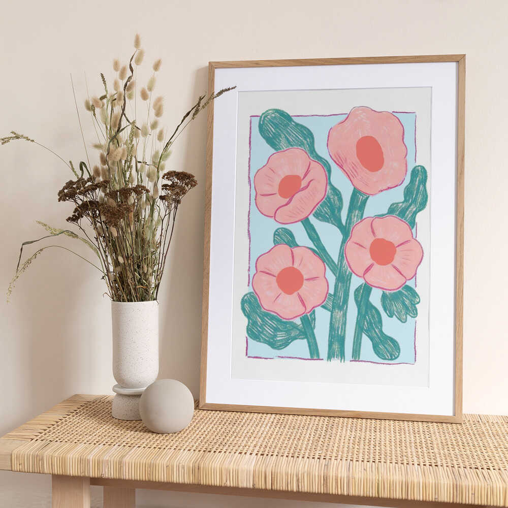 Pink Garden Blooms - Art Print by Melloi Art Prints