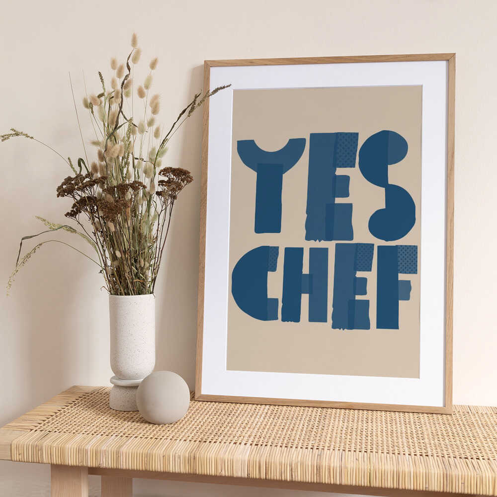Yes Chef Kitchen Text - Art Print by Melloi Art Prints