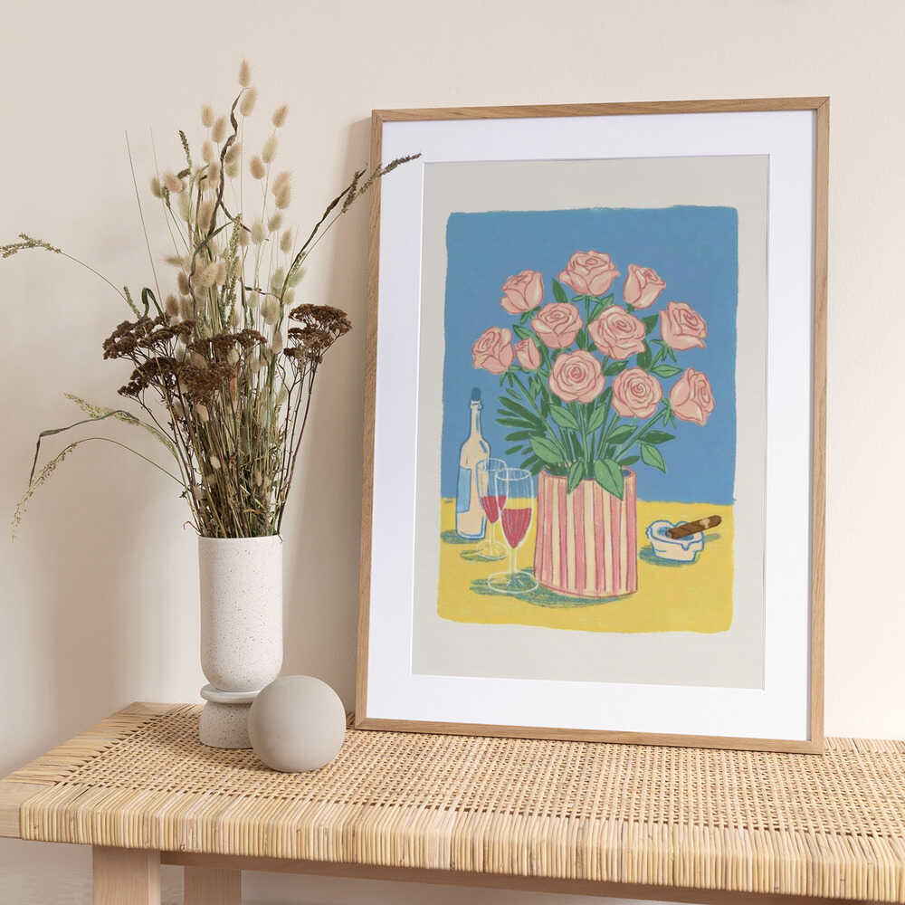 Pink Roses Evening - Art Print by Melloi Art Prints