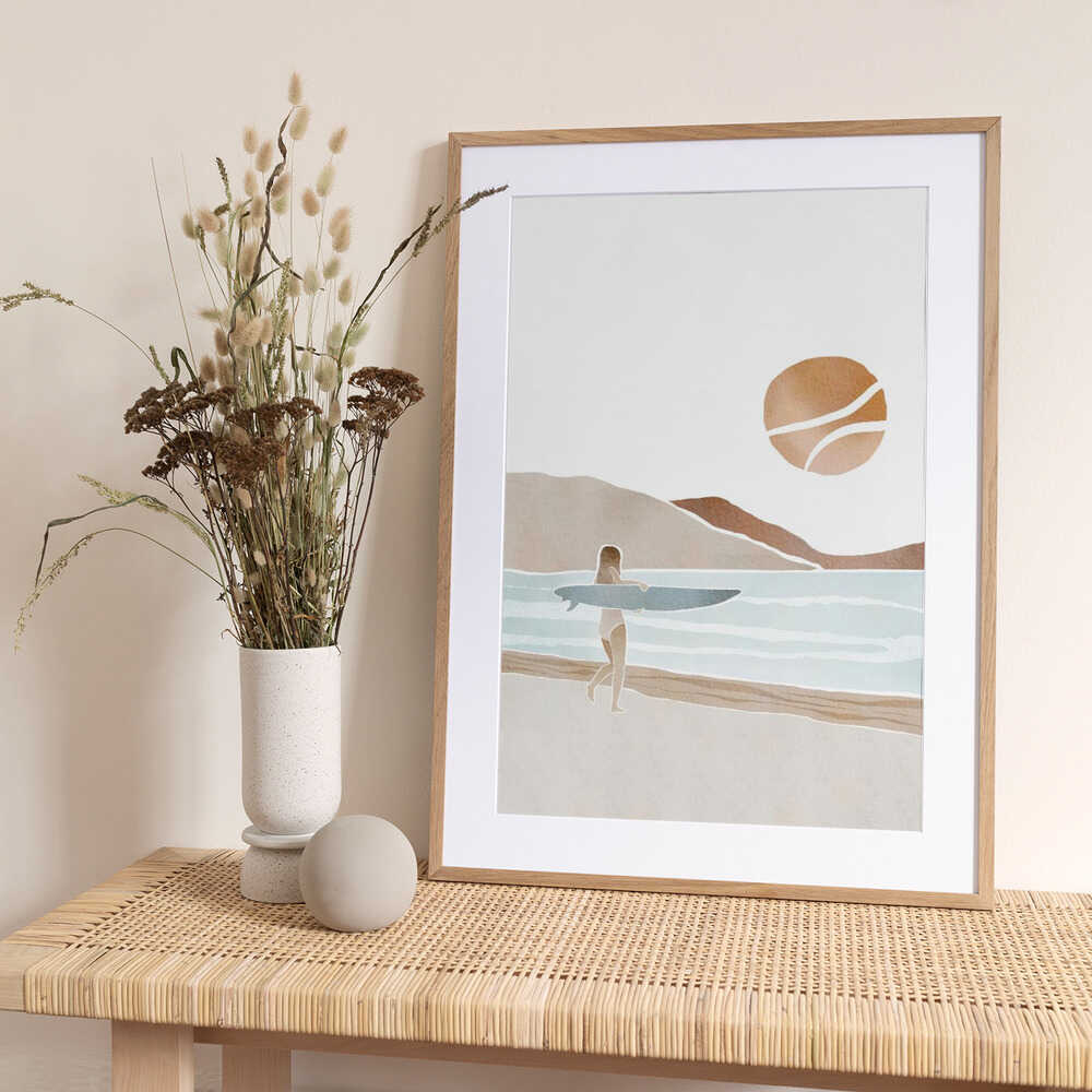 Surfer Beach Sunset - Art Print by Melloi Art Prints