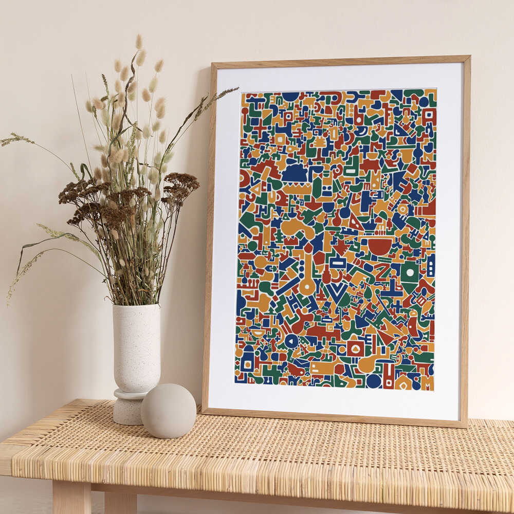 Vibrant Geometric Puzzle - Art Print by Matthew Griffiths