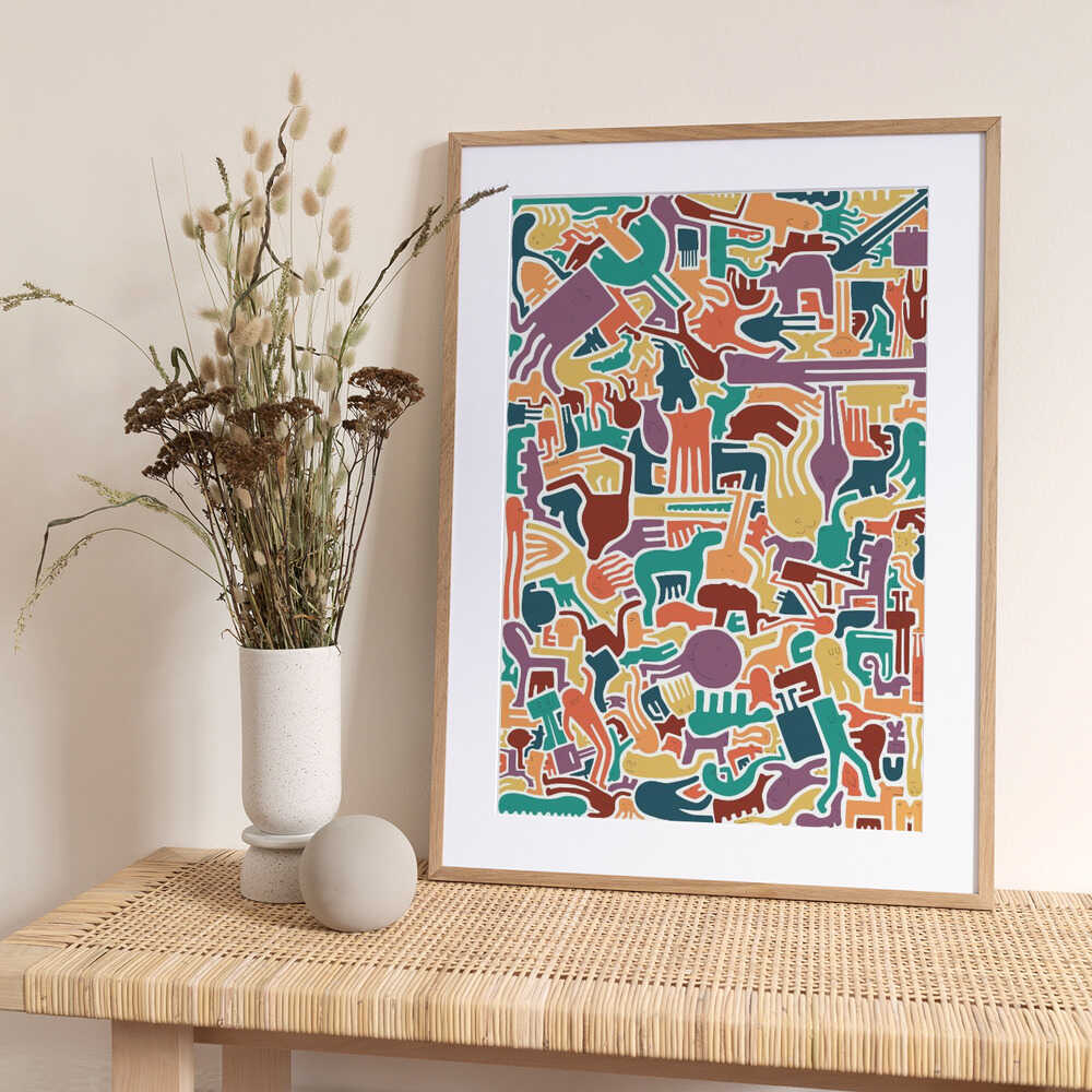 Lively Abstract Figures - Art Print by Matthew Griffiths