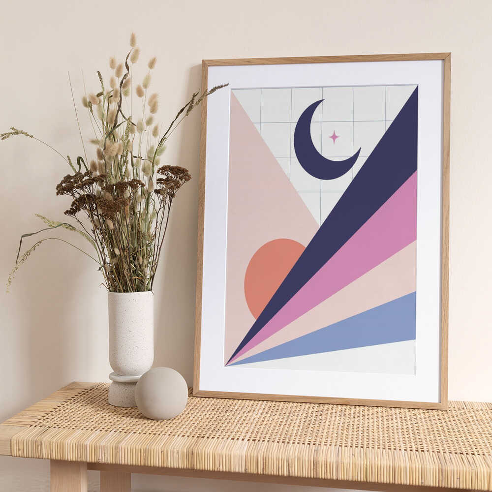 Celestial Geometric Landscape - Art Print by Estefani Gomez