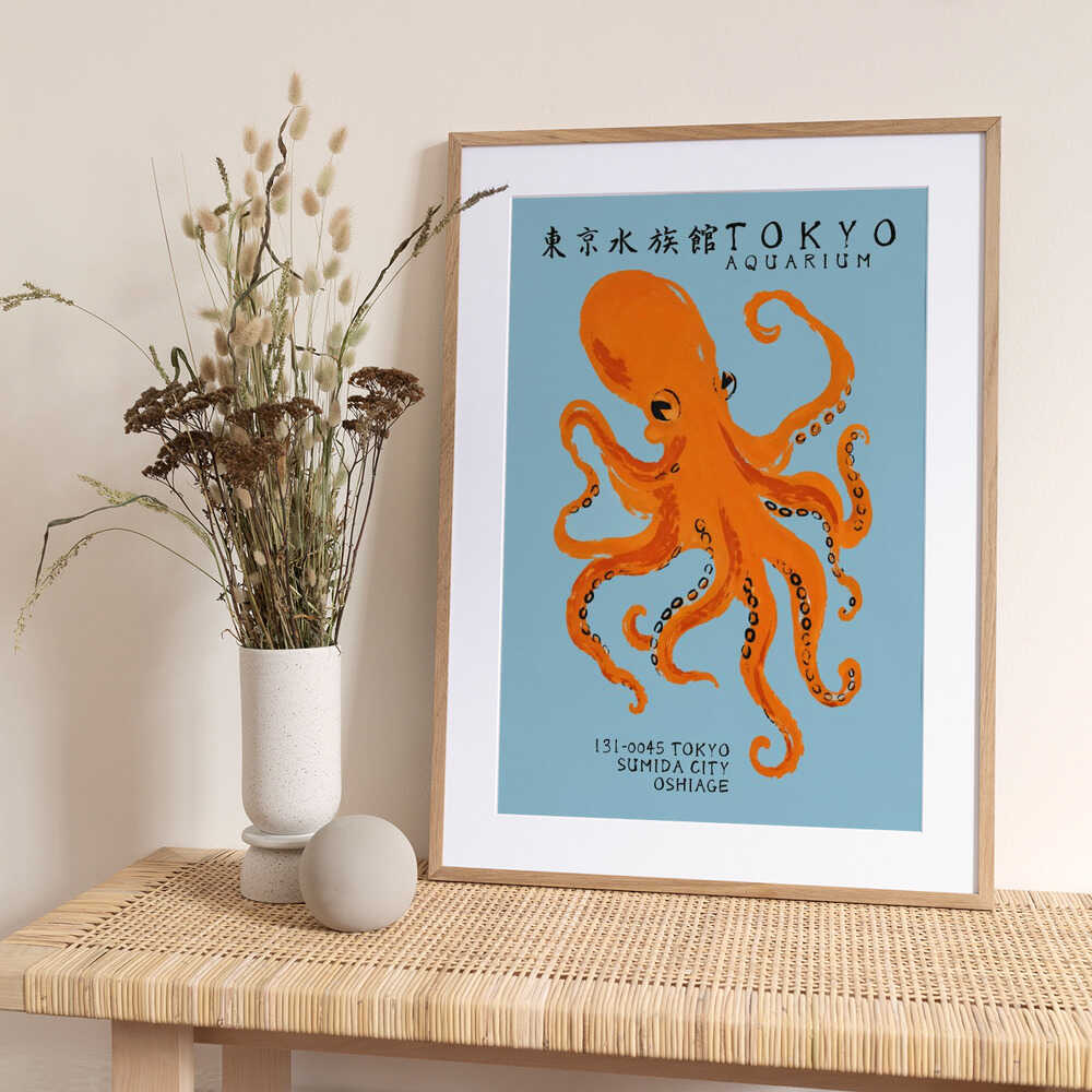 Playful Orange Octopus - Art Print by Patryk Krygowski