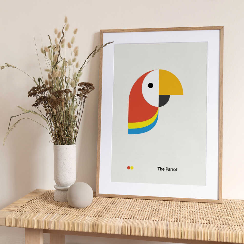 Colorful Geometric Parrot - Art Print by David Vineïs