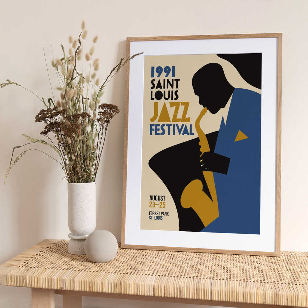 Jazz Saxophonist Silhouette - Art Print by Patryk Krygowski