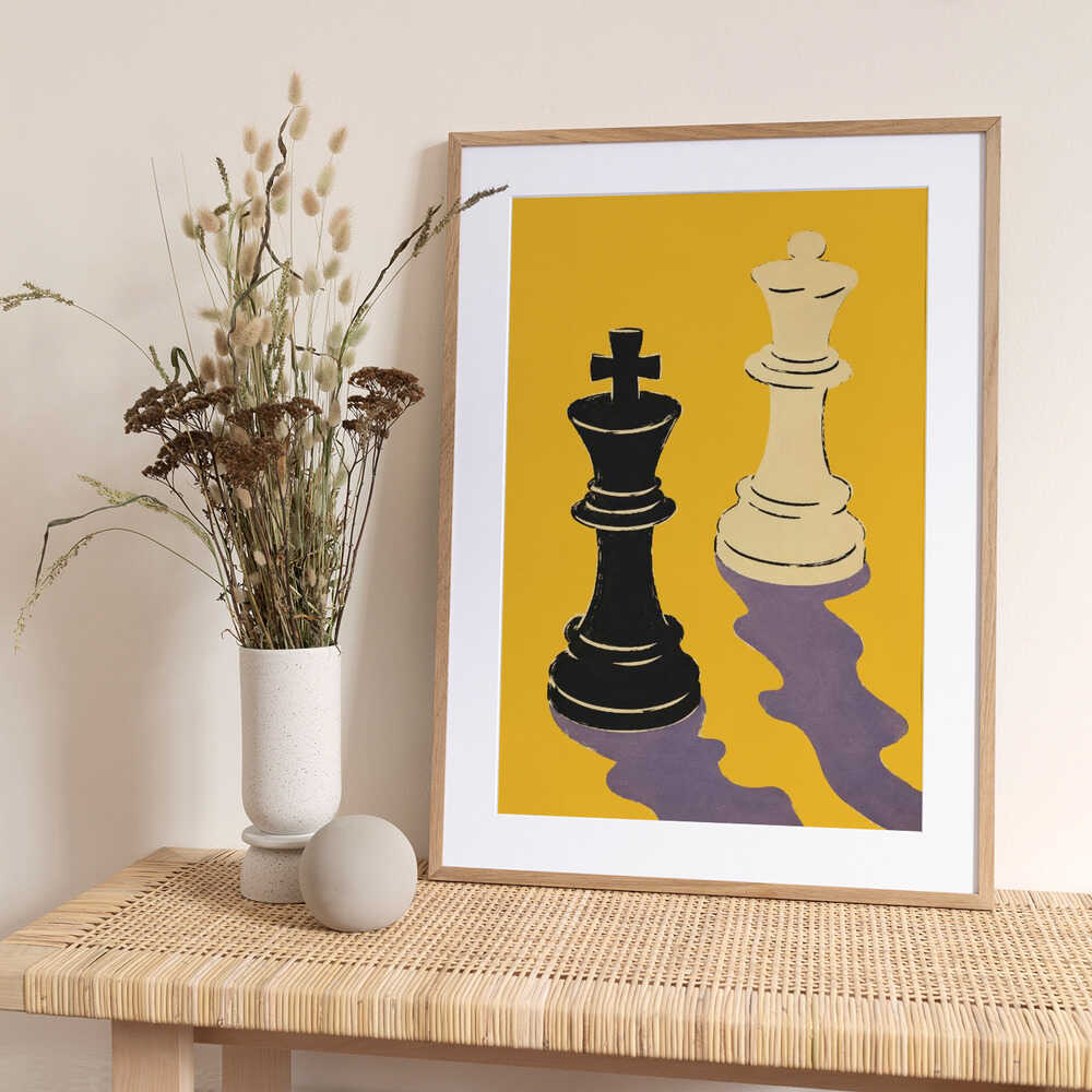 Chess King and Queen Shadows - Art Print by Patryk Krygowski