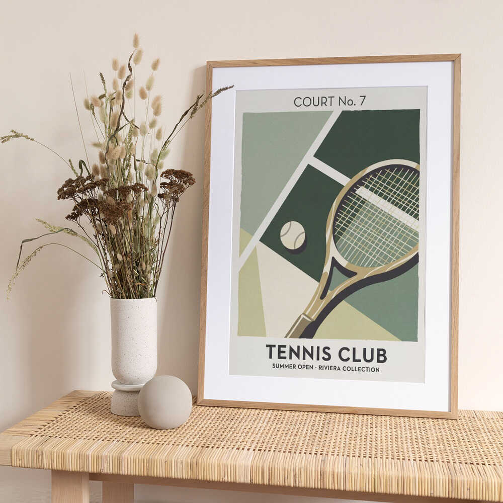 Vintage Tennis Court Design - Art Print by Andreas Magnusson