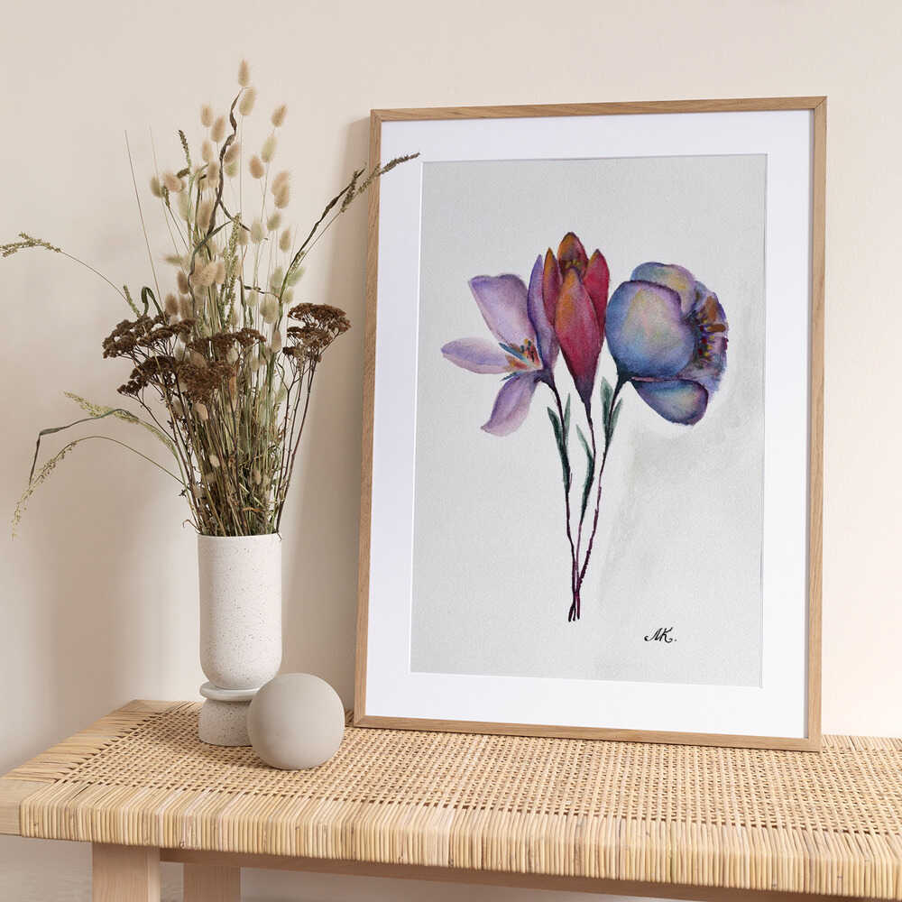 Colorful Watercolor Blooms - Art Print by Marina Kozyr