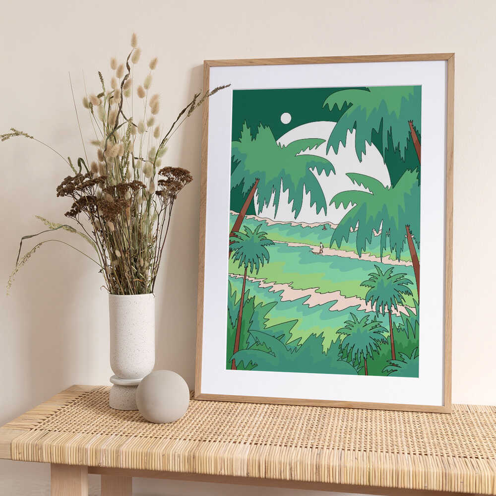 Tropical Moonlit Beach - Art Print by Stephen Wade