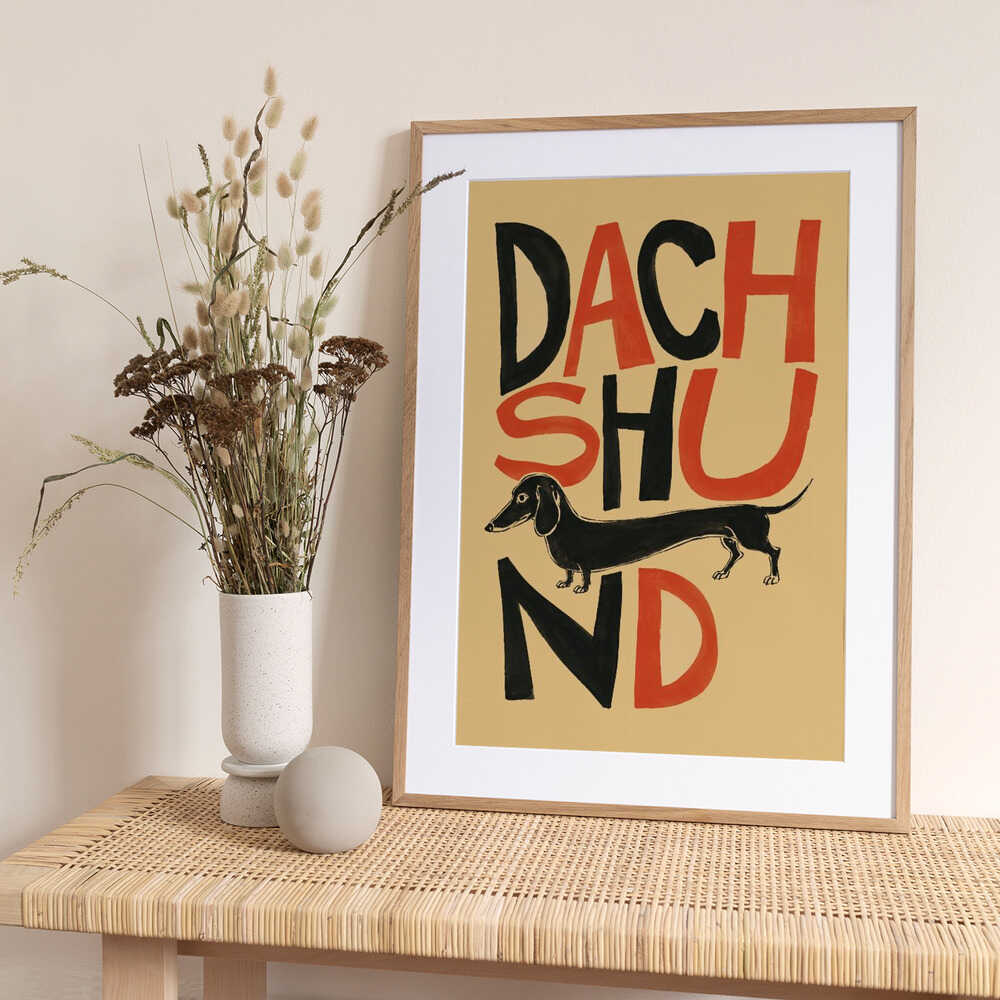 Retro Dachshund Illustration - Art Print by Patryk Krygowski