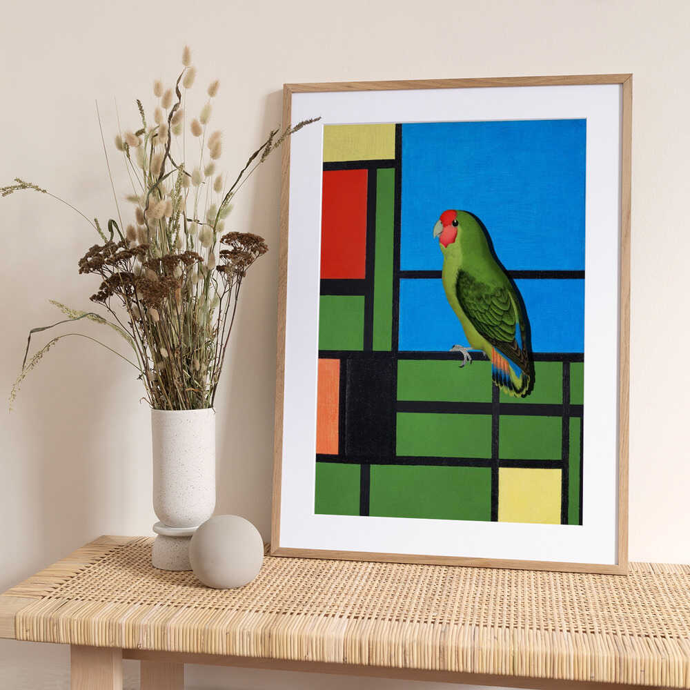 Colorful Geometric Parrot - Art Print by Marja van den Hurk