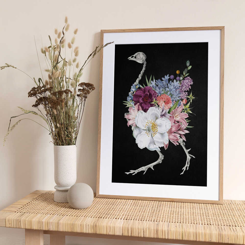 Blooming Skeleton Bird - Art Print by Marja van den Hurk