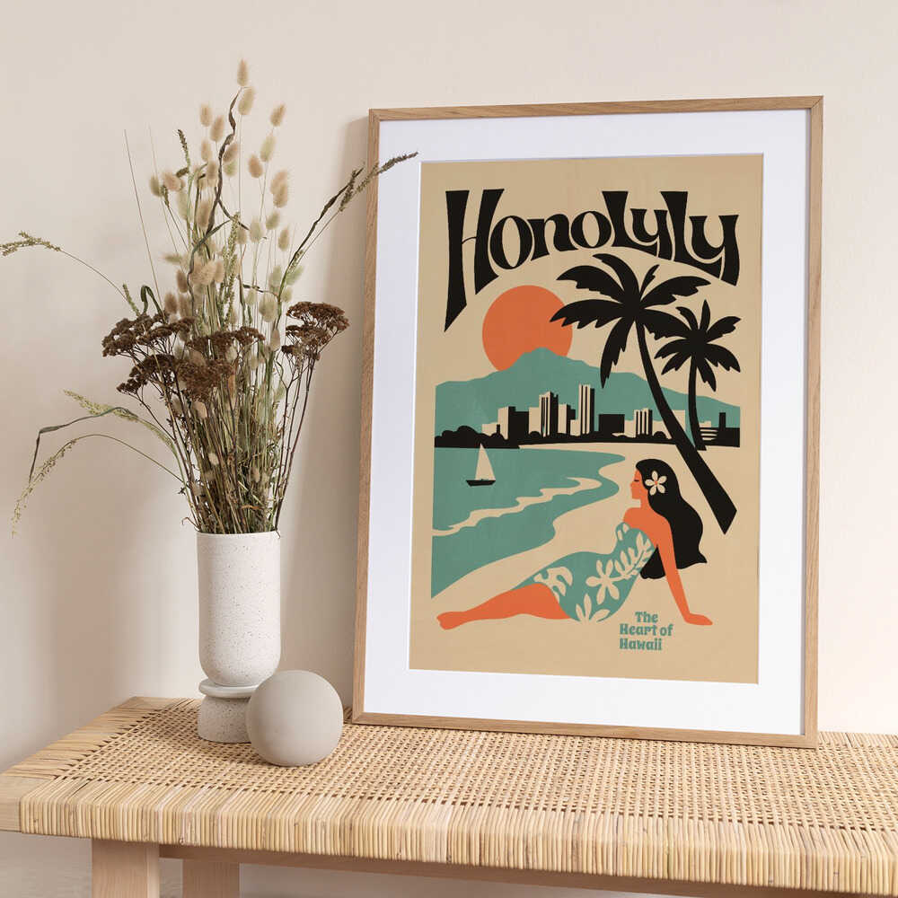 Tropical Honolulu Sunset - Art Print by Patryk Krygowski