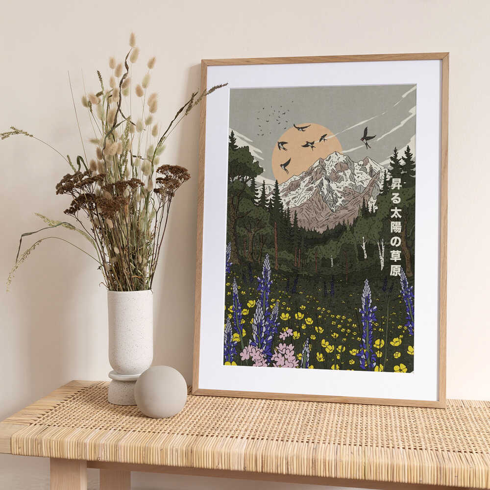 Rising Sun Mountain Meadow - Art Print by Nicholas