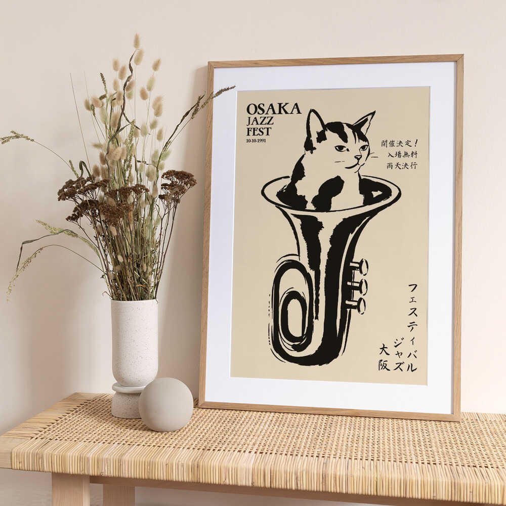 Whimsical Jazz Cat Tuba - Art Print by Patryk Krygowski