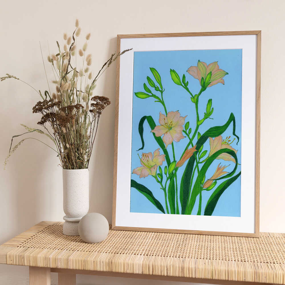Soft Peach Blooms - Art Print by Viktoriia Saunina