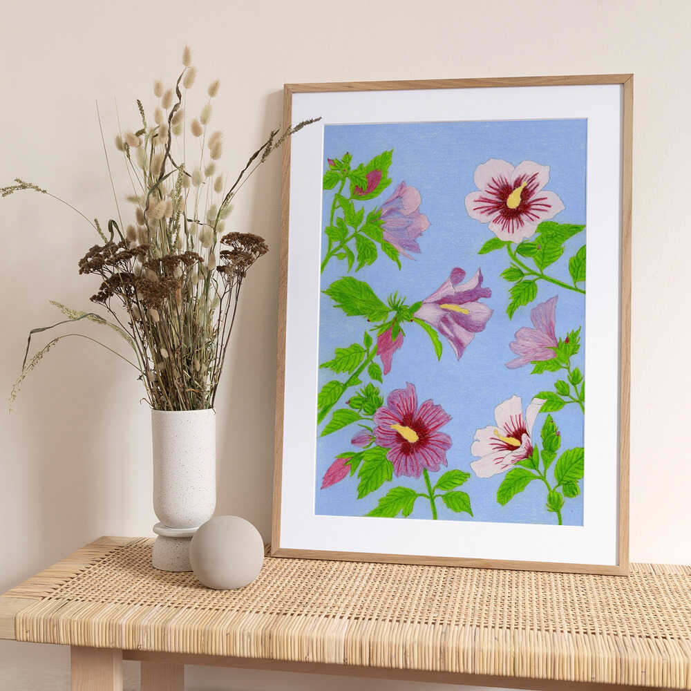 Blooming Hibiscus Flowers - Art Print by Viktoriia Saunina