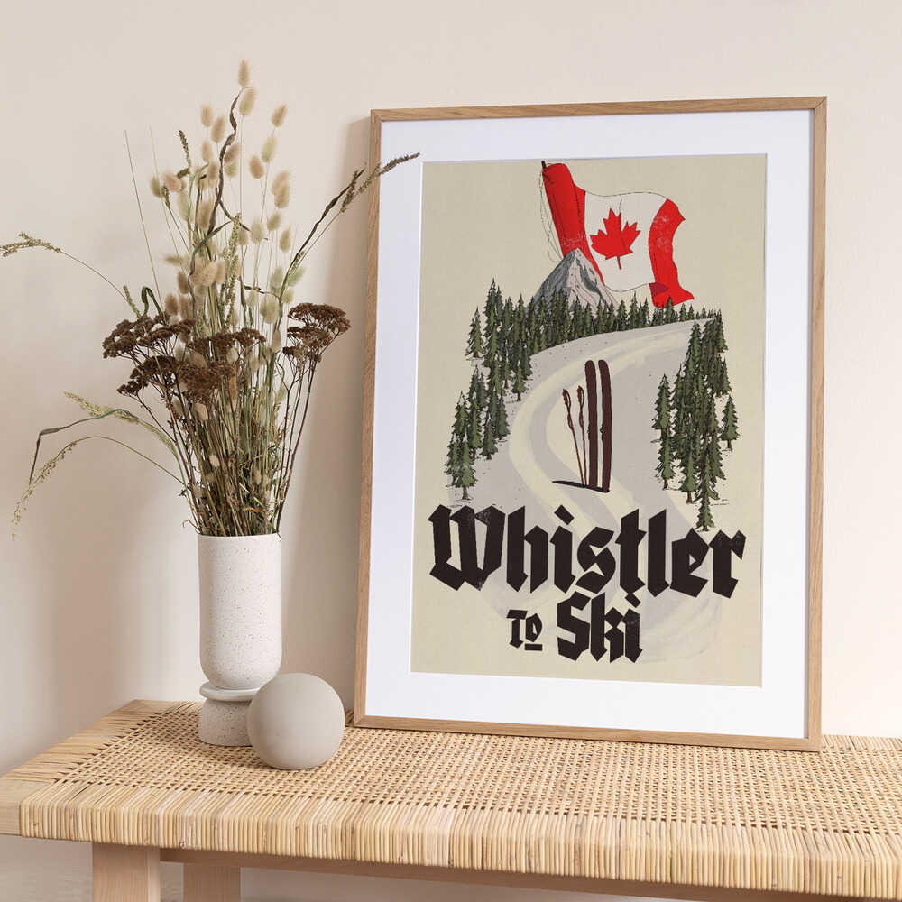 Whistler Mountain Ski Flag - Art Print by Nicholas