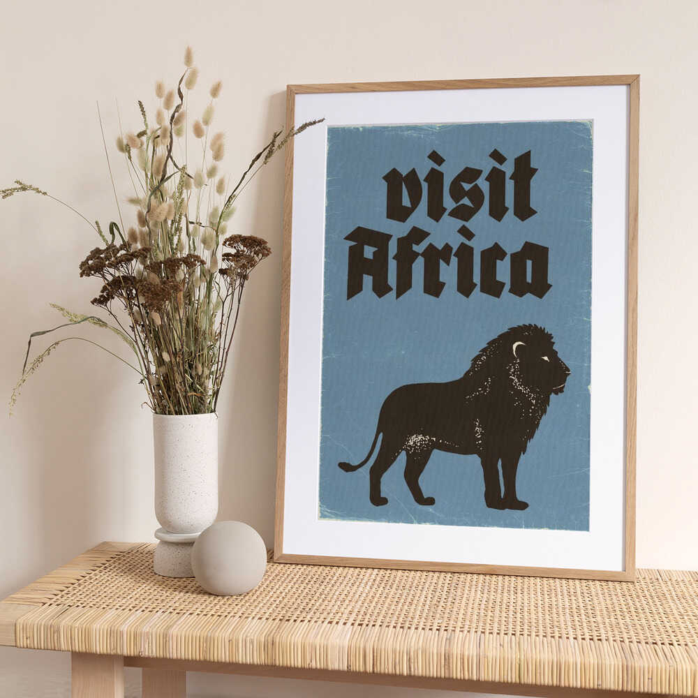 Retro African Lion - Art Print by Nicholas