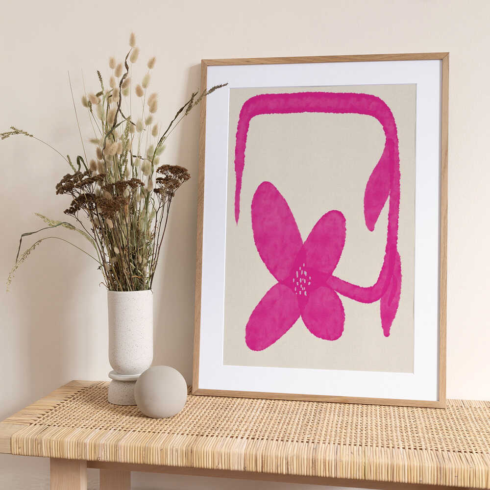 Pink Abstract Bloom - Art Print by Nicholas