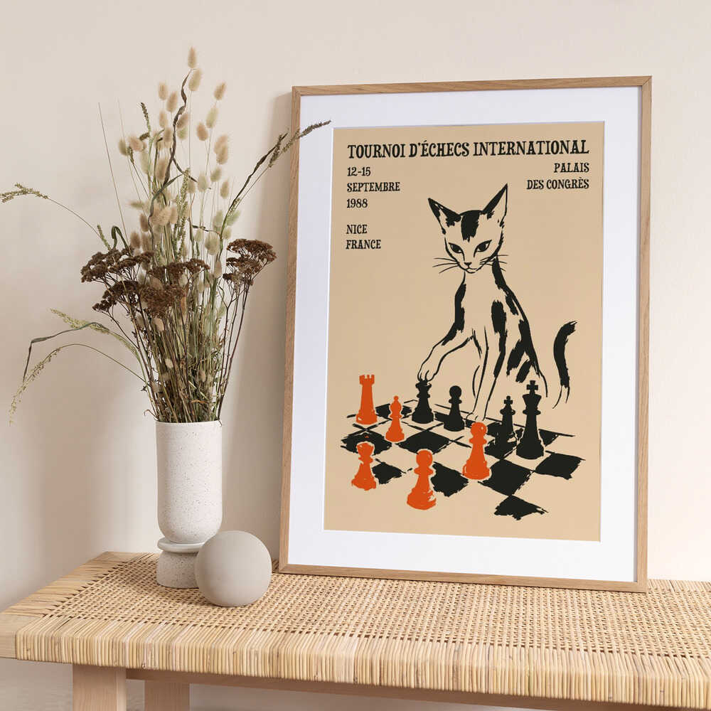 French Chess Cat Poster - Art Print by Patryk Krygowski