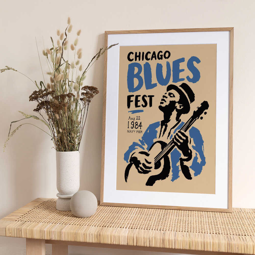 Chicago Blues Guitarist 1984 - Art Print by Patryk Krygowski