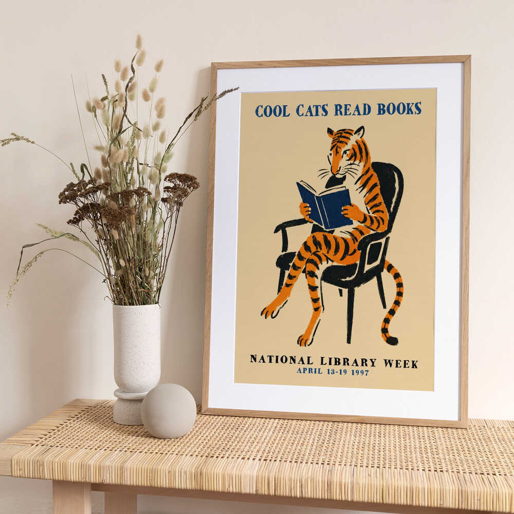 Cool Cats Read Books - Art Print by Patryk Krygowski