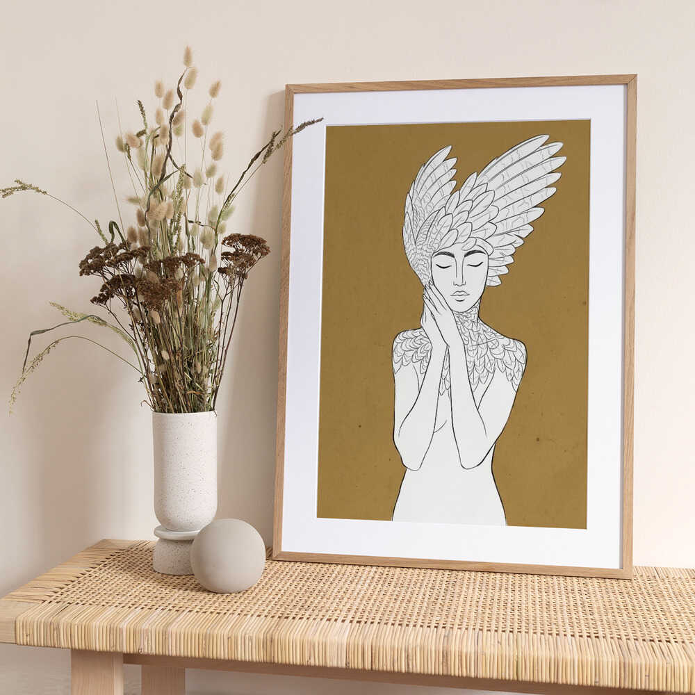 Ethereal Winged Woman - Art Print by Sander van Laar