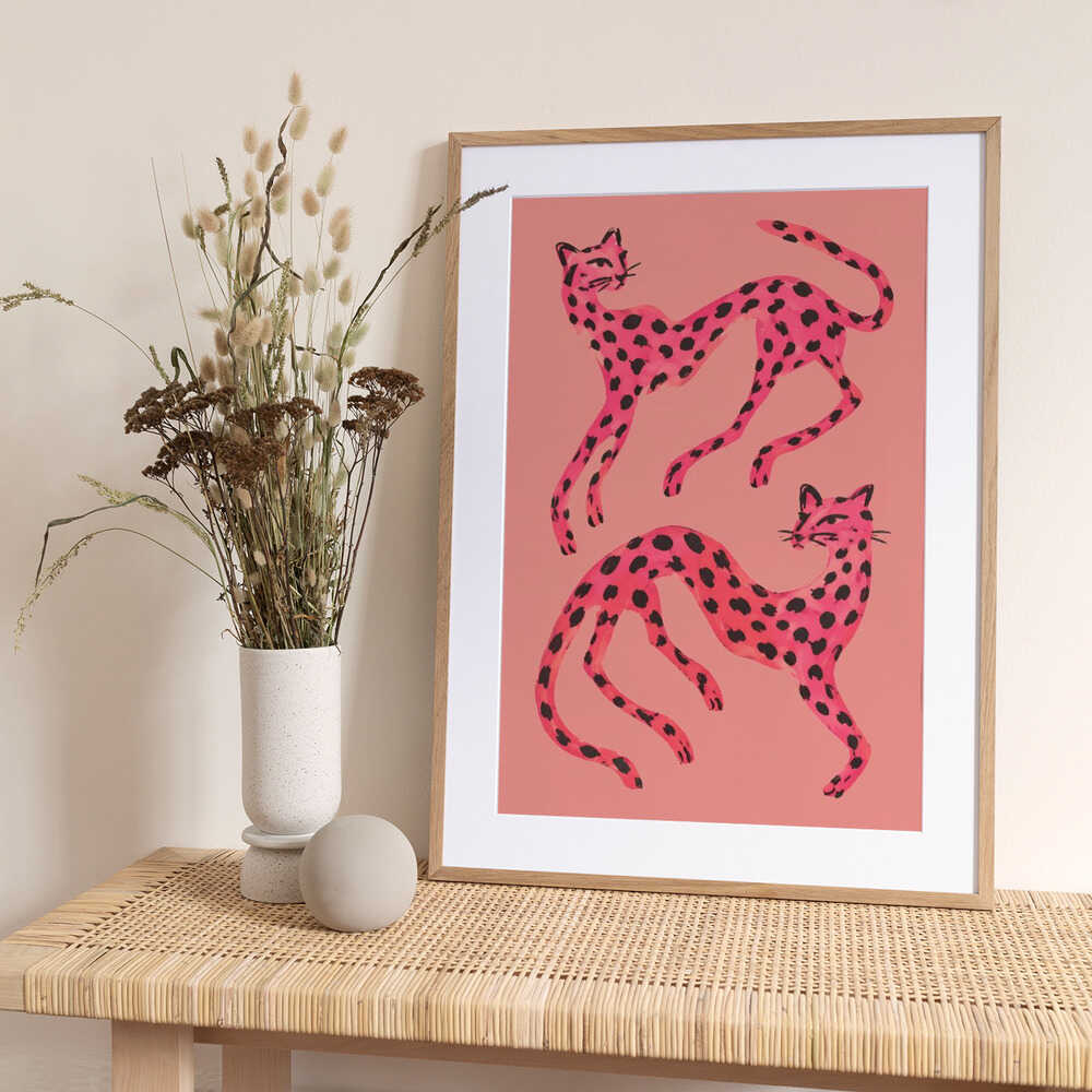 Vibrant Pink Cheetahs - Art Print by Patryk Krygowski