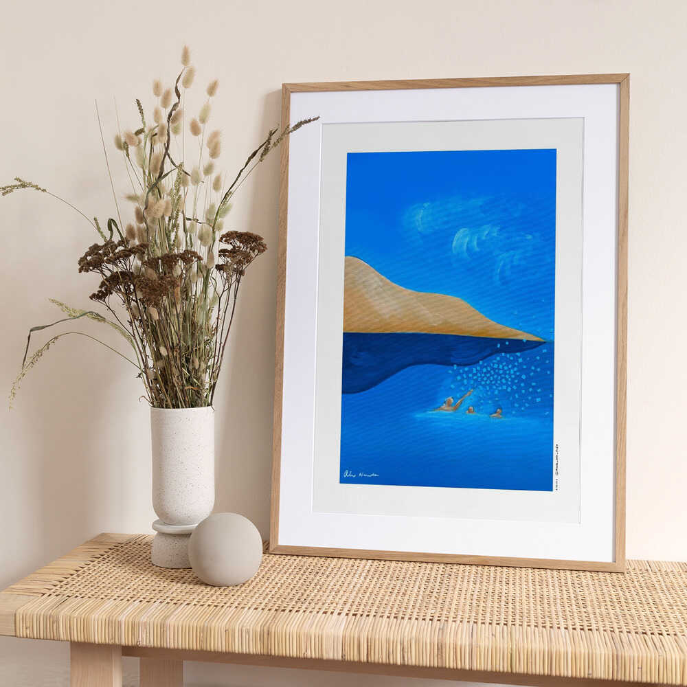 Swimmers Reaching Light - Art Print by Alex Nereuta