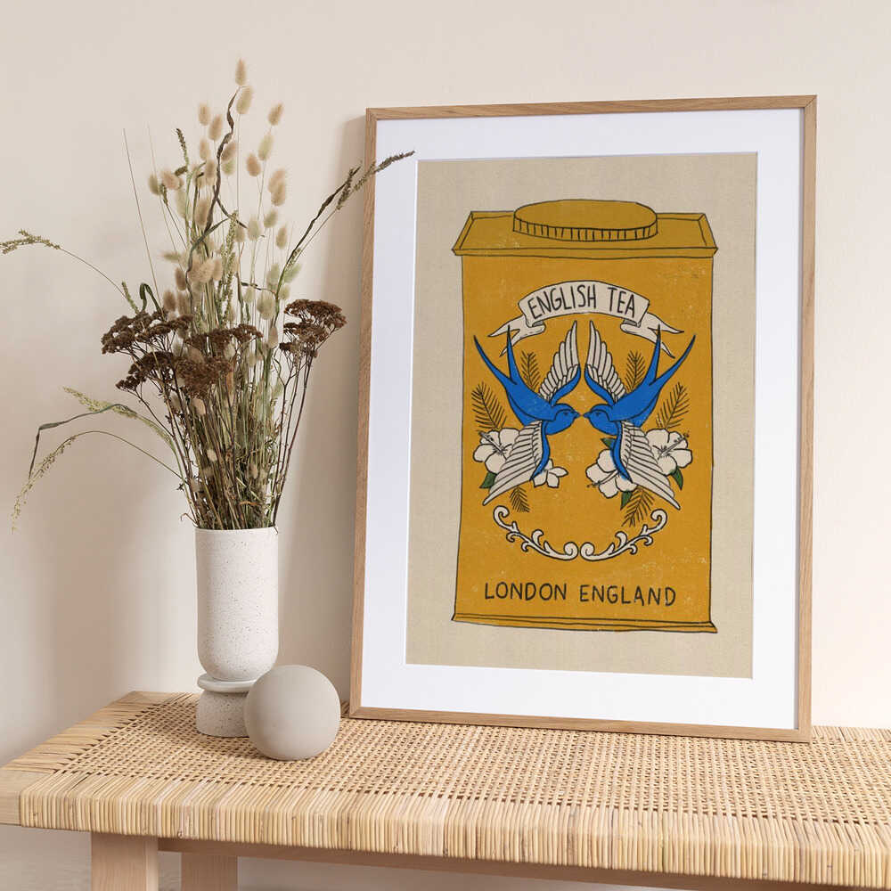 English Tea Swallows - Art Print by Nicholas