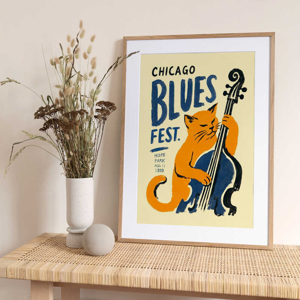Blues Fest Cat - Art Print by Patryk Krygowski