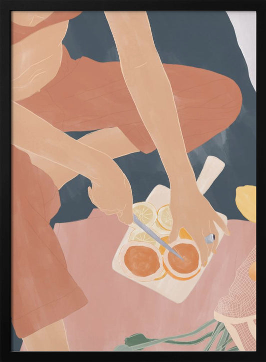 Cutting Grapefruits - Art Print by Ivy Green Illustrations