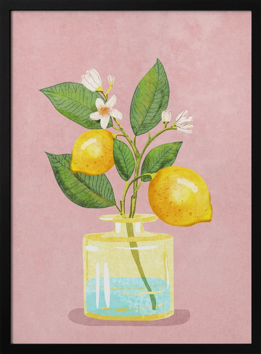 Lemon Bunch In Vase - Art Print by Raissa Oltmanns