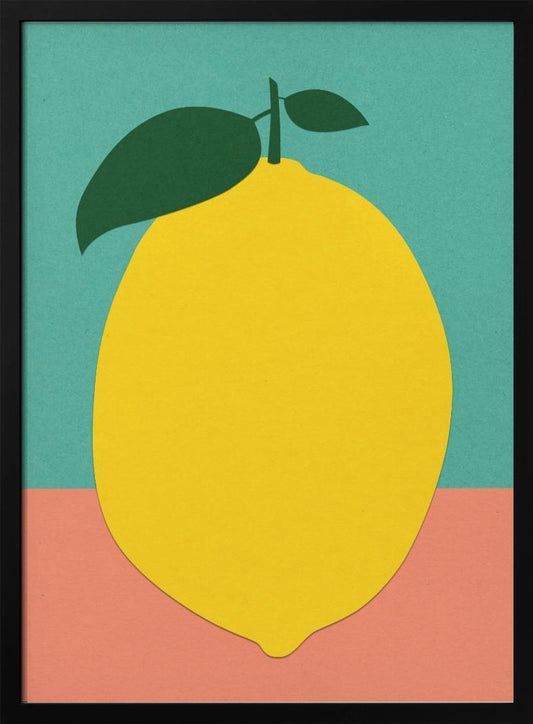 Lemon With Two Leaves - Art Print by Rosi Feist