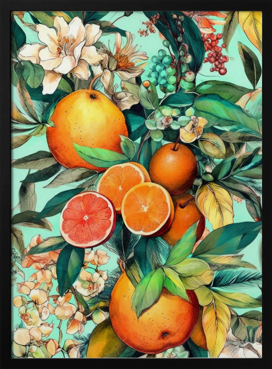 Flowers and fruits 2 - Art Print by Justyna Jaszke