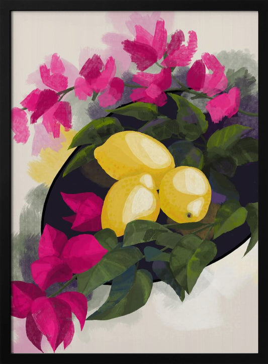 Bougainvillea and lemons - Art Print by Rosana Laiz Blursbyai