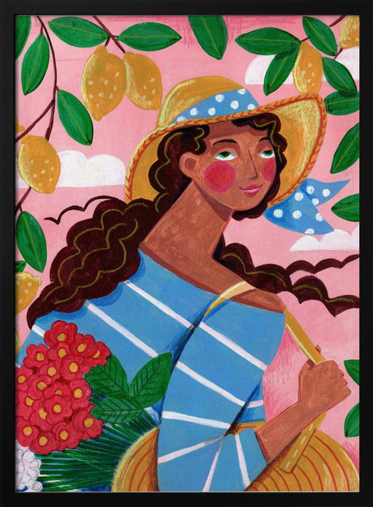 Portrait woman in Amalfi coast Italy - Art Print by Caroline Bonne Müller