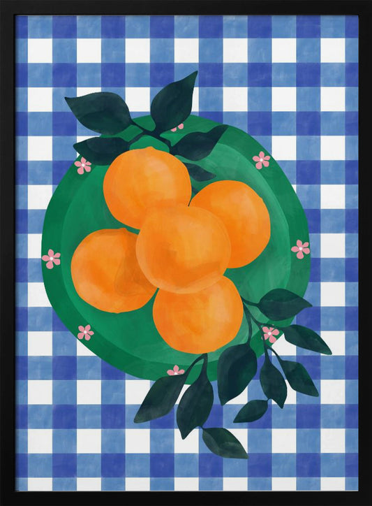 Checkered Citrus Charm - Art Print by Elena Ristova