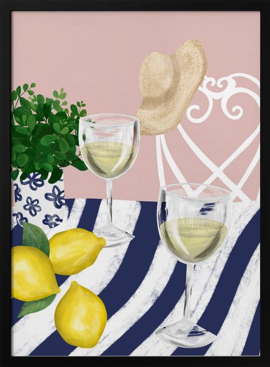 White wine for two - Art Print by EMELIEmaria