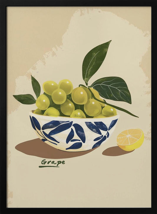 Bowl of Grapes - Art Print by Emel Tunaboylu