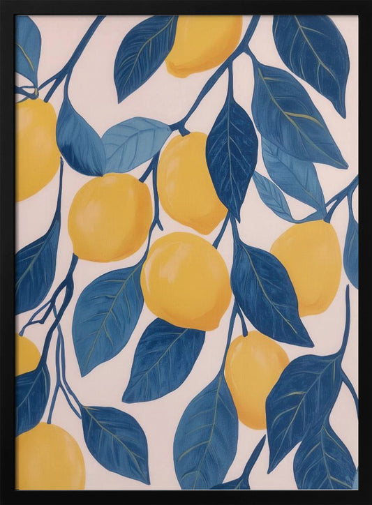 Lemon Tree with Blue Leaves Illustration - Art Print by Melloi Art Prints